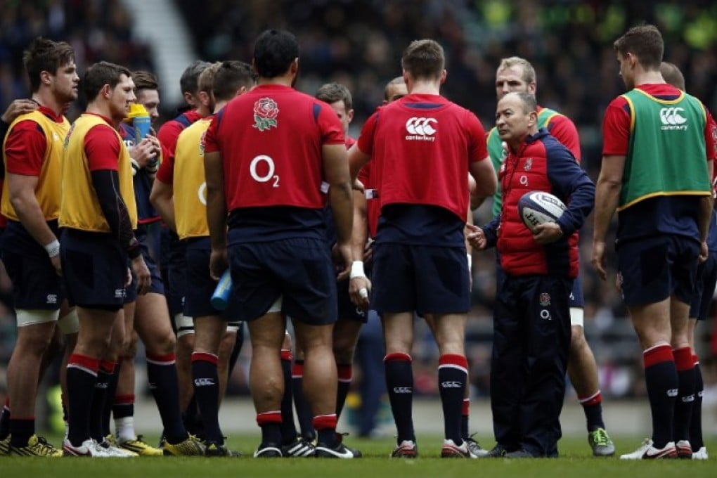 England coach Eddie Jones speaks to his squad during a public training session at Twickenham last weekend in the build-up to their Six Nations opener against Scotland on Saturday. Photos: AFP