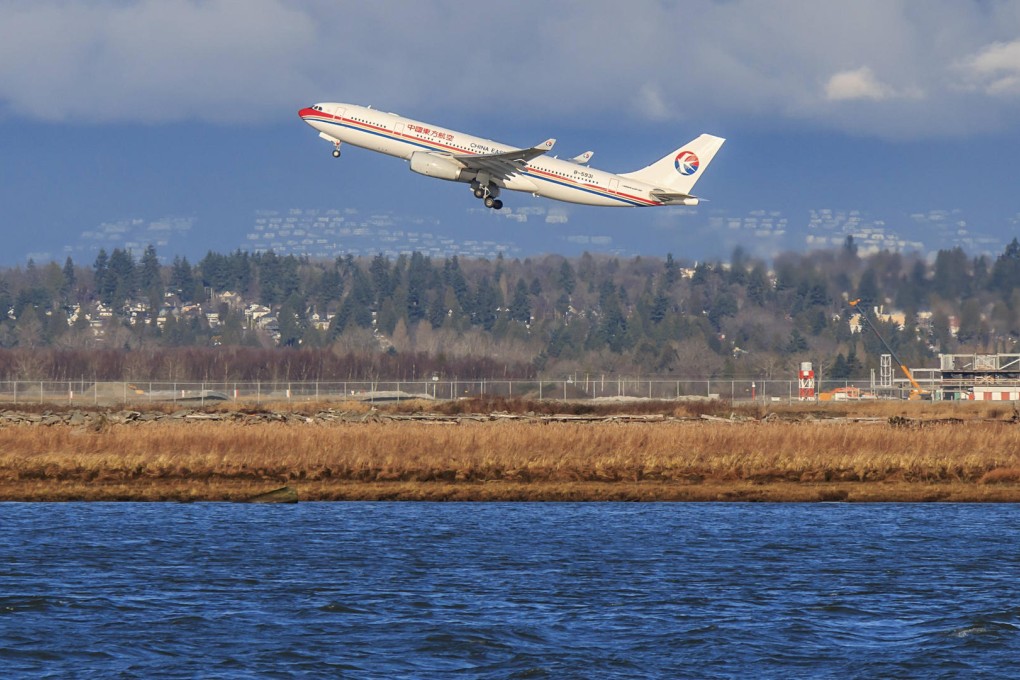 A China Eastern Airlines aircraft heads for home from Vancouver.