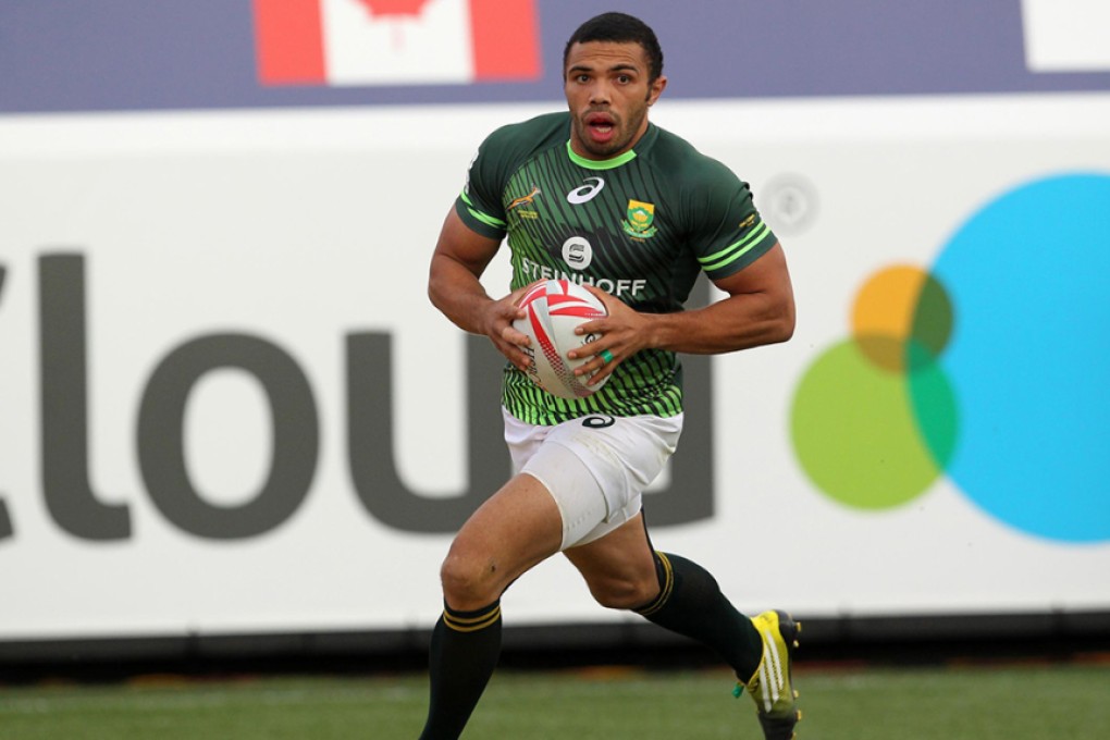 Springboks great Bryan Habana, who made his international sevens debut 12 years ago, runs in his first-ever try for the Blitzboks in a 33-7 win over Canada at the USA Sevens on Friday. Photo: World Rugby