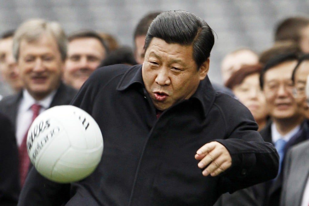 Xi Jinping kicks a football during a visit to Ireland in 2012. The Chinese government has declared that sport will be worth 5 trillion yuan to the economy by 2025 – but illegal gambling is worth almost 4 trillion yuan already. Photo: Reuters