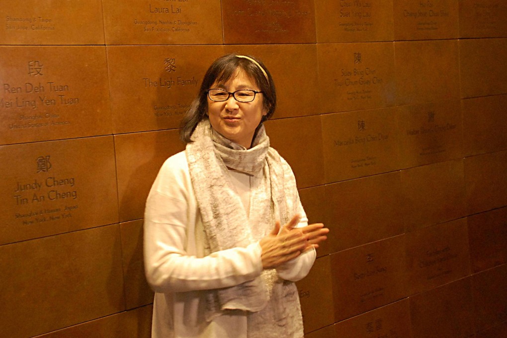 Artist and architect Maya Lin in front of MOCA's Journey Wall.