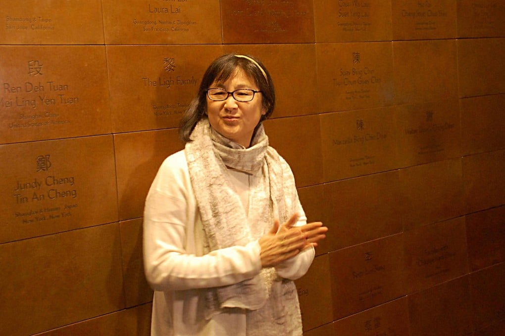 Artist and architect Maya Lin in front of MOCA's Journey Wall.