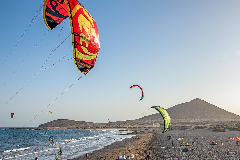 Kitesurfers at El Medano, Tenerife. Photos: Tim Pile