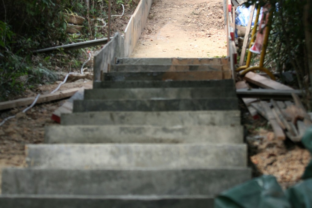 Concreting of the Hong Kong Trail near Big Wave Bay, Shek O.