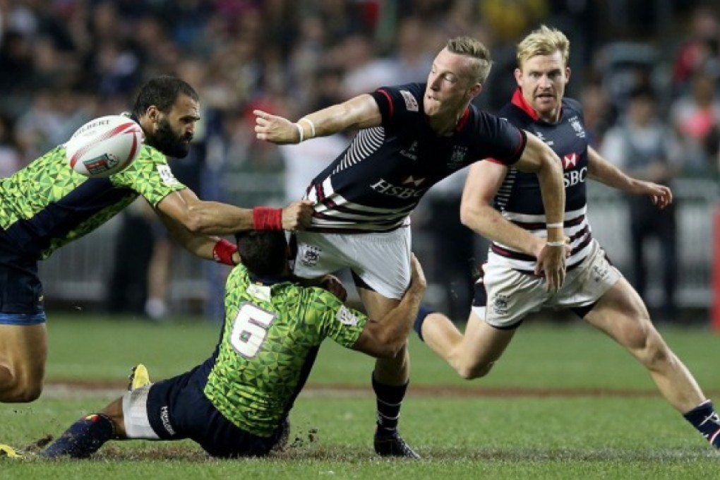 Hong Kong Sevens players Alex McQueen (middle) and Jamie Hood (right) are both in coach Leigh Jones’ wider 32-man 15s squad for the Asia Rugby Championship. Photo: Sam Tsang/SCMP