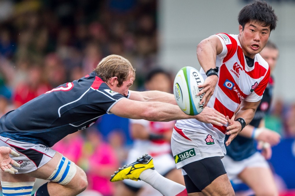 Hong Kong get to grips with South Korea in Incheon on Saturday in round two of the 2016 Asia Rugby Championship. Photo: Asia Rugby