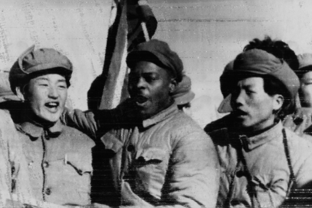 Clarence Adams with Korean prisoners of war and communist captors, in 1954. Photos: SCMP; Della Adams; UPI