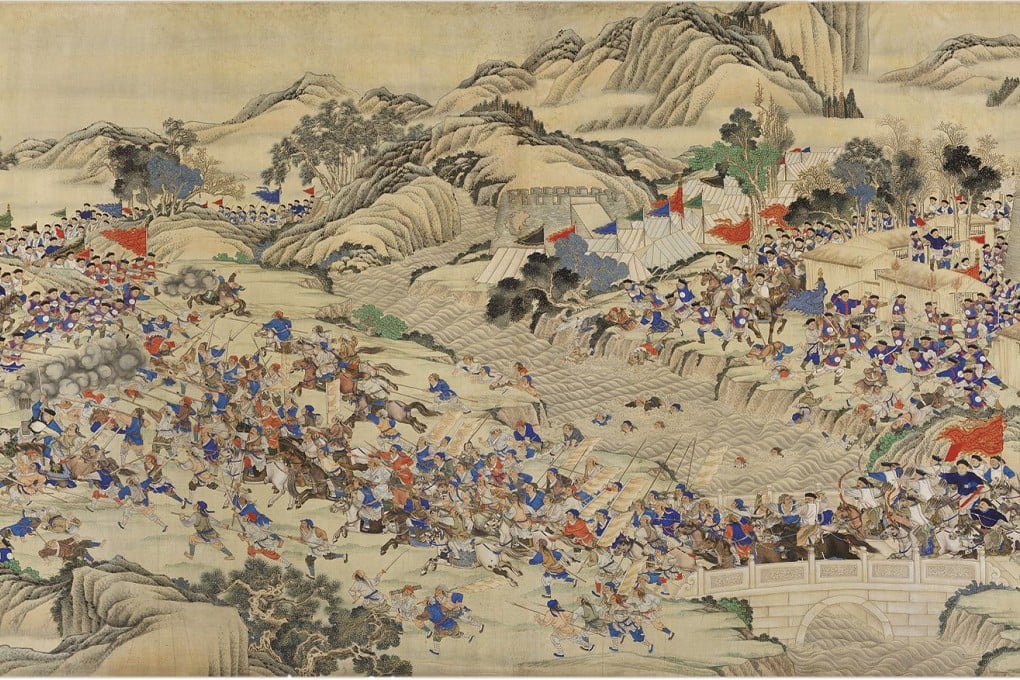 An illustration depicts Qing forces regaining the provincial capital of Ruizhou during the Taiping rebellion.
