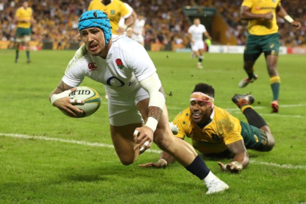 Jack Nowell dives over to score England’s third try against Australia in Brisbane last weekend. After coming on as a replacement, the Exeter wing did enough to impress coach Eddie Jones and has won a spot in England’s starting 15 for this Saturday’s second Test in Melbourne. Photos: AFP