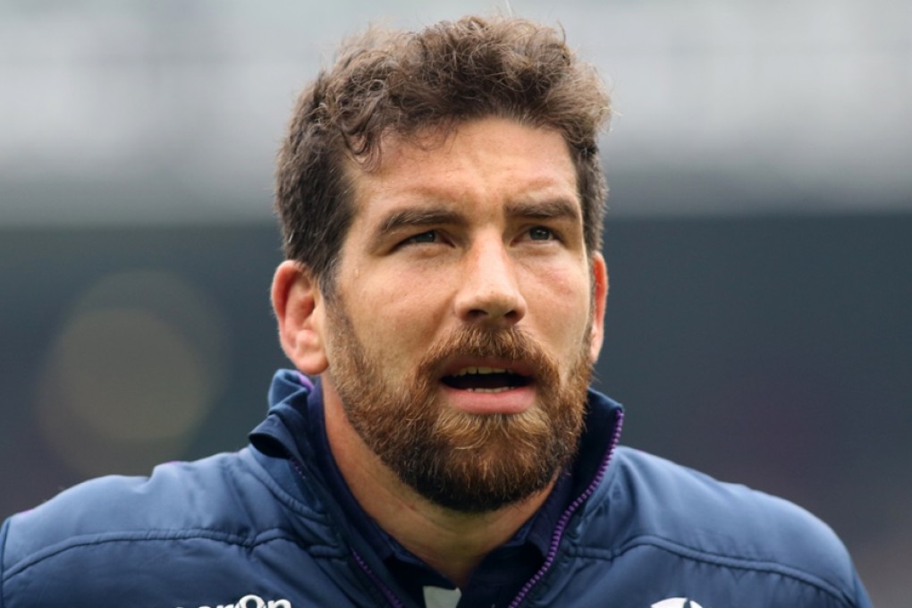 Scotland and Saracens lock Jim Hamilton gets the HKRU’s weekend of community activities underway Friday in So Kon Po. Photo: AFP