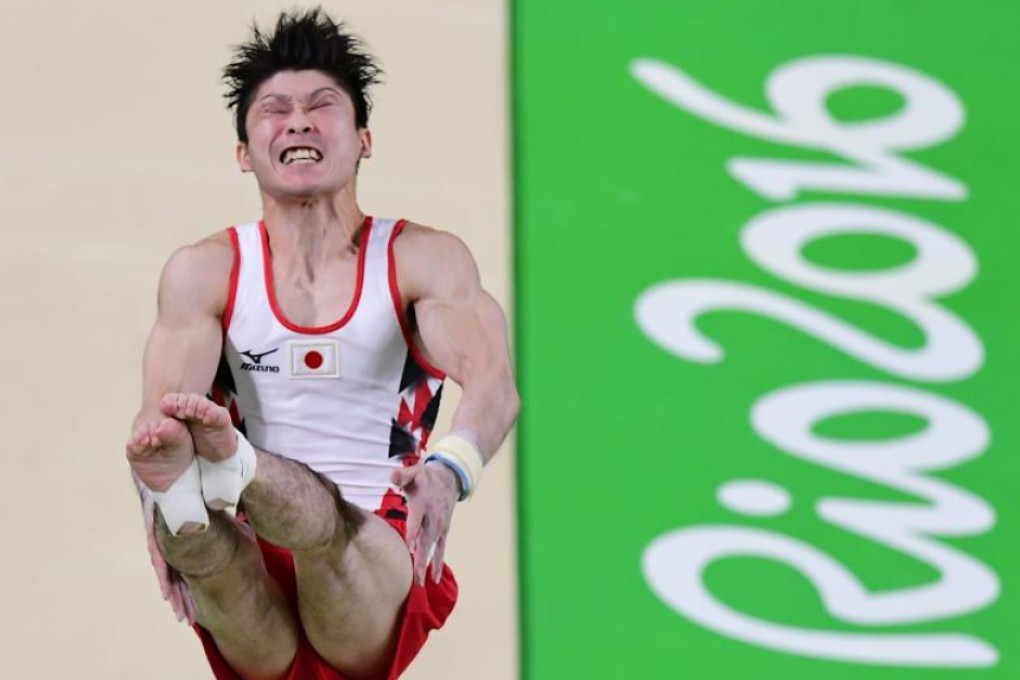 Japan’s Kohei Uchimura competes in qualifying for the men’s vault event at the Olympic Arena during the Rio 2016 Olympic Games in Rio de Janeiro on Saturday. Photo: AFP
