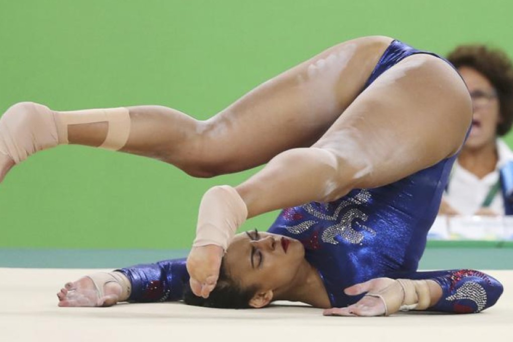 Britain’s Ellie Downie falls during her floor routine in the artistic gymnastics women’s qualification stage at Rio 2016. Photo: Reuters