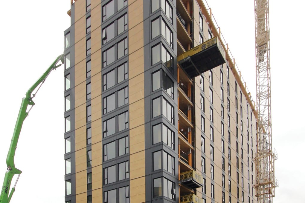 Brock Commons, the world’s tallest timber tower, sits at 18 storeys on the UBC campus. Photo: Rob Kruyt