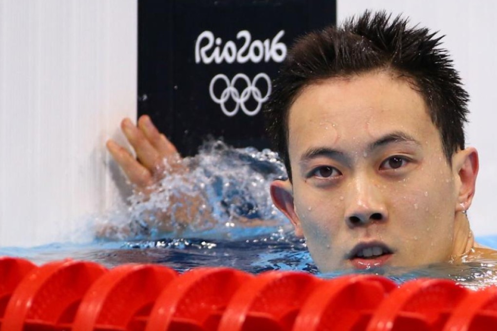 Hong Kong’s Geoffrey Cheah reacts after winning his men’s 50 metres freestyle preliminary heat on Thursday. Photos: Reuters