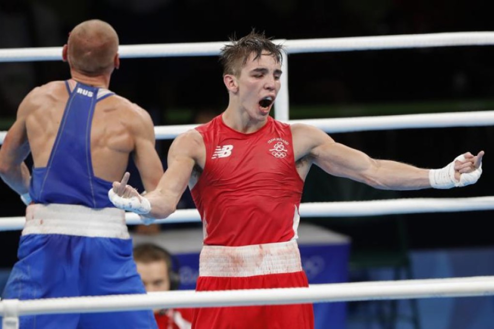 Ireland’s Michael Conlan gestures to the judges after a surprise unanimous points decision is surprisingly awarded to his Russian opponent Vladimir Nikitin. Photo: EPA