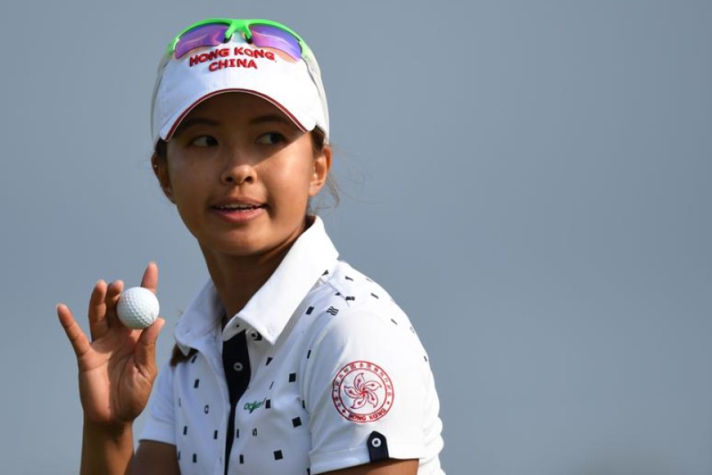 Hong Kong’s Tiffany Chan acknowledges the crowd during a stressful second round in the women’s individual stroke play tournament at the Olympic Golf Course in Rio on Thursday. Photos: AFP
