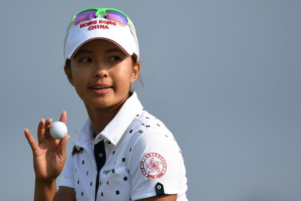 Hong Kong’s Tiffany Chan acknowledges the crowd during a stressful second round in the women’s individual stroke play tournament at the Olympic Golf Course in Rio on Thursday. Photos: AFP
