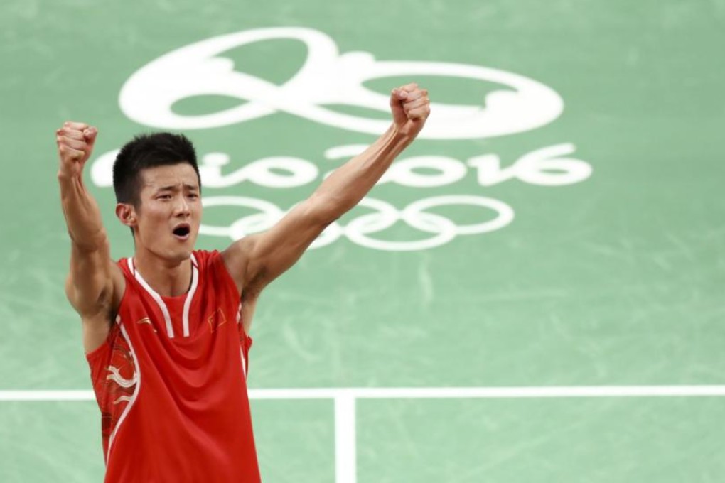 China’s Chen Long celebrates after defeating Malaysia’s Lee Chong Wei in the men’s singles badminton gold medal match at the Rio Olympics on Saturday. Photo: Reuters