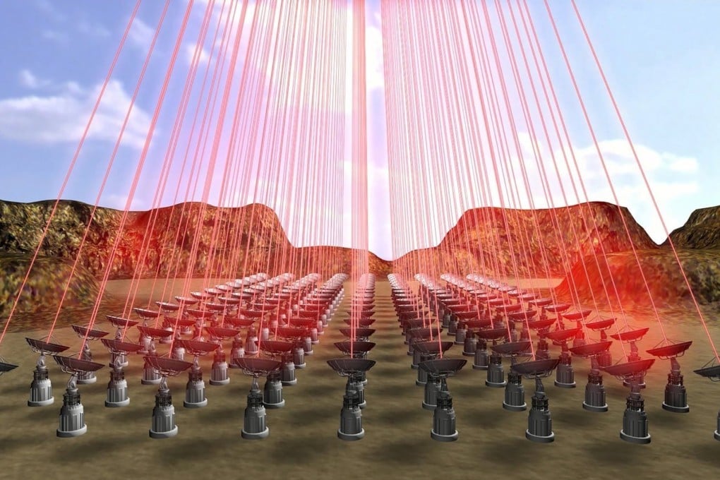 An artist's depiction of a laser array that'd propel Starshot's "Nanocraft" to nearby star. Photo: Breakthrough Prize