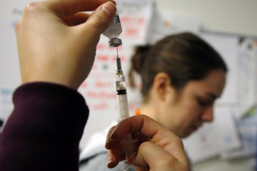 Nurses prepare influenza vaccine injections at a flu shot clinic. Photo: Thomson Reuters