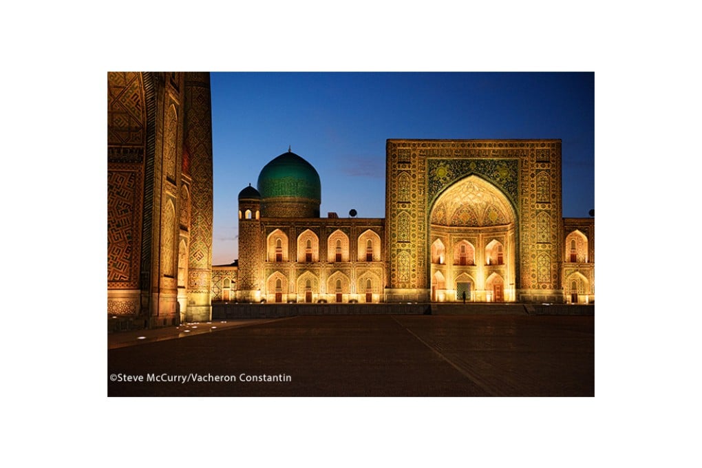 A lit-up Gur-e Amir - a 15th-century-built mausoleum - is just one of the ancient religious sites marking the city of Samarkand in Central Asia