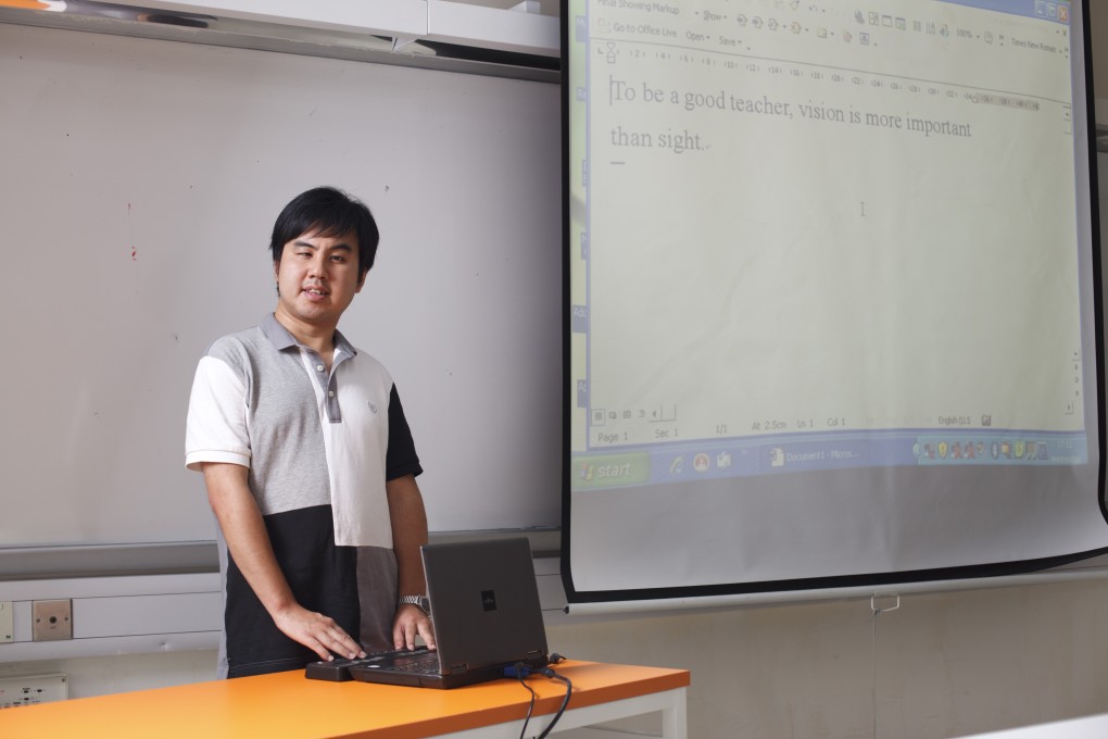 Billy Yau is Hong Kong's only blind teacher. Photo: Berton Chang/SCMP