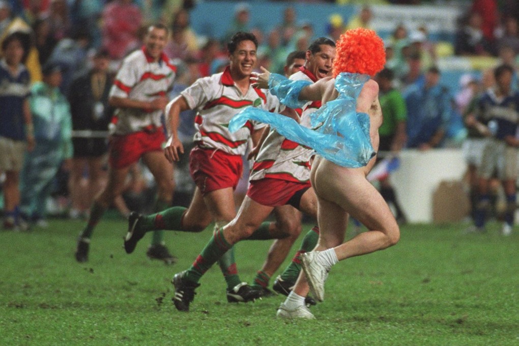 A streaker lets it all hang out at the 2002 Sevens. Photo: Dickson Lee/SCMP