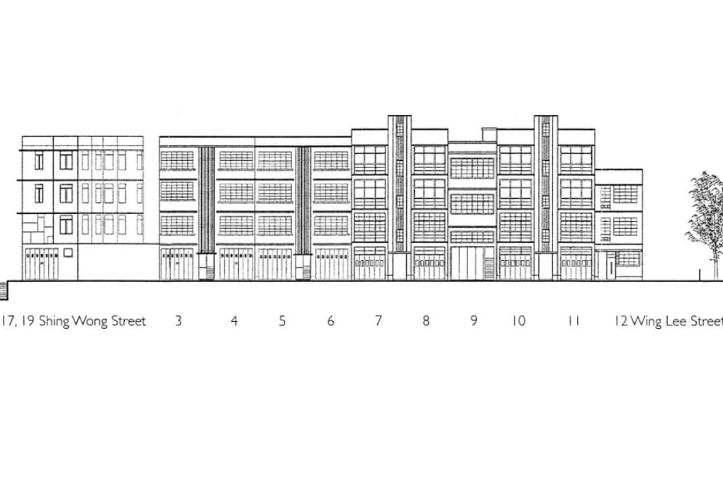 An architectural diagram showing the full length of Wing Lee Street.