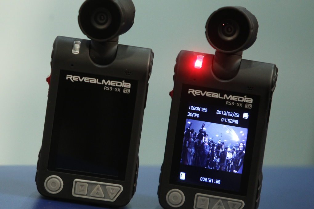 Body worn video cameras displayed by police in 2013. Photo: Sam Tsang