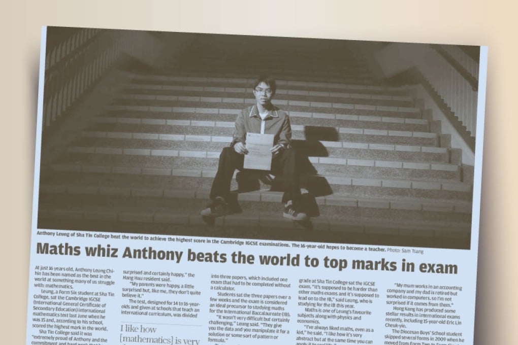 Maths whiz Anthony beats the world to top marks in exam