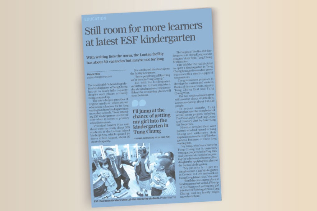 Still room for more learners at latest ESF kindergarten