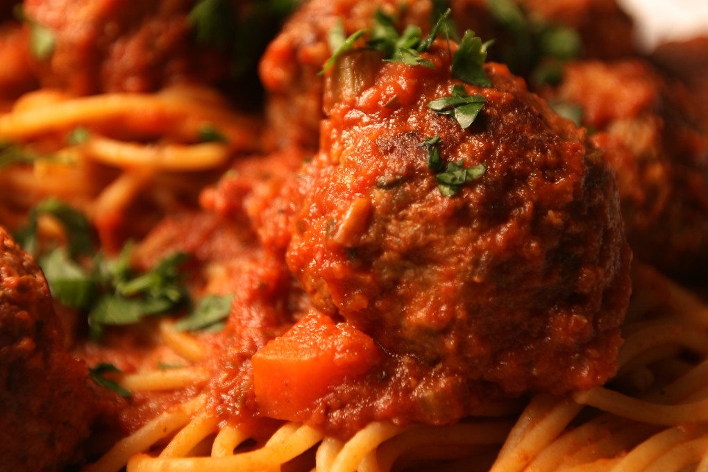 Lamb meatballs with whole wheat spaghetti. Photo: Jonathan Wong
