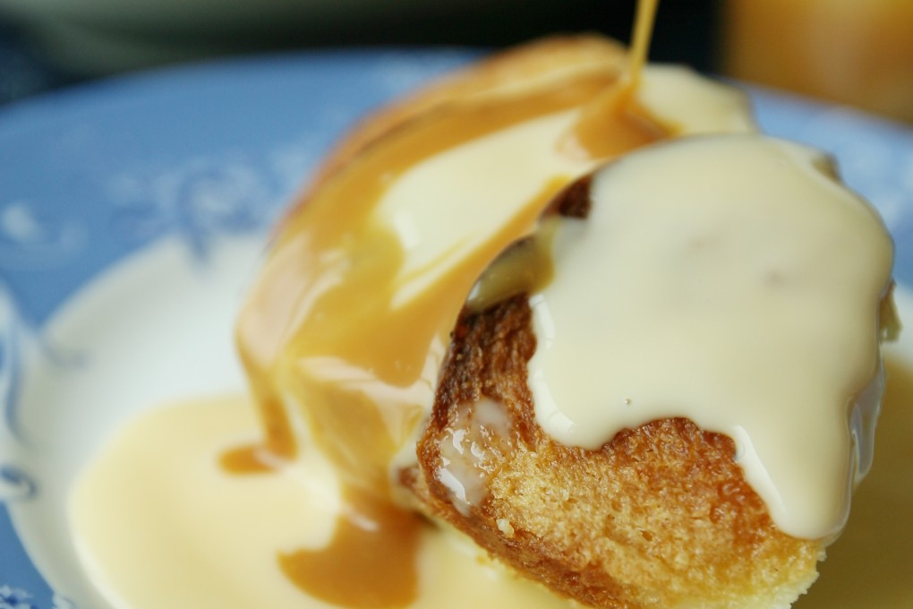 Bread pudding with creme anglaise and whisky sauce. Photo: Jonathan Wong