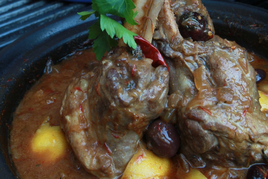 Tagine of lamb shank, green olive and preserved lemon. Photo: Jonathan Wong