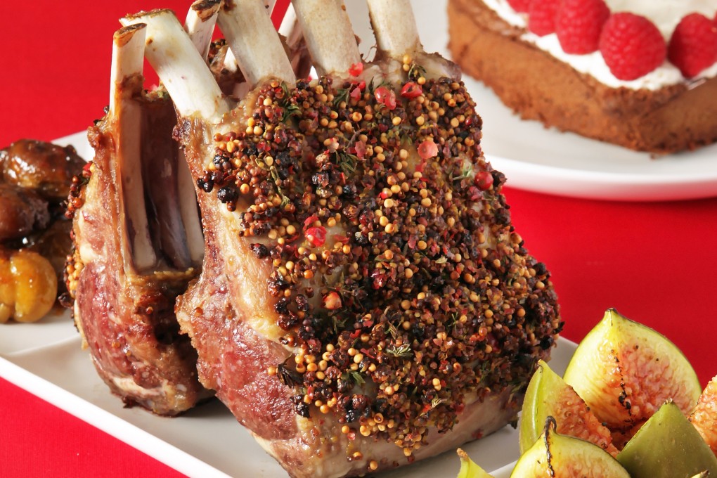 Rack of lamb with pink and black peppercorns, glazed chestnuts and figs. Photo: K.Y. Cheng