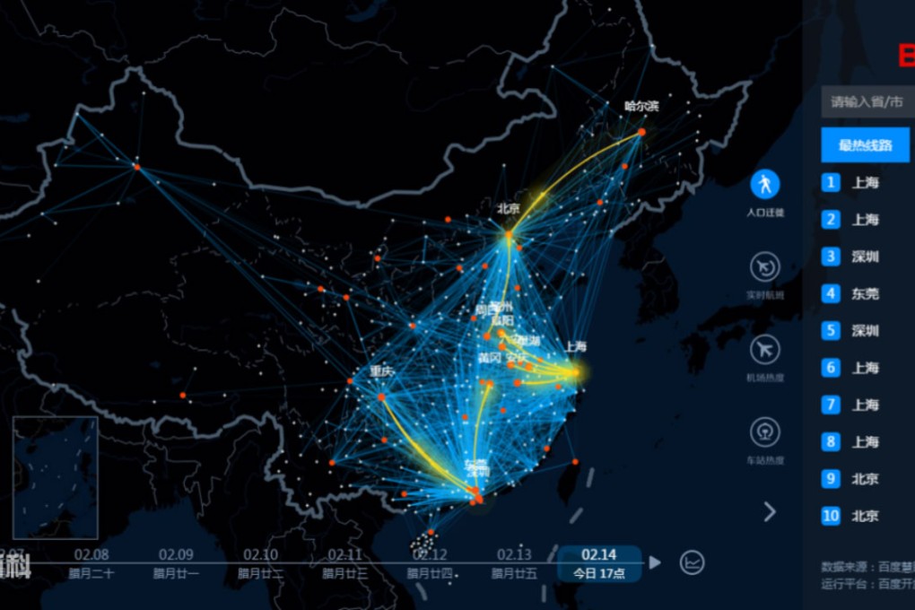 This cool heat map tracks billions of people travelling for Chinese New Year