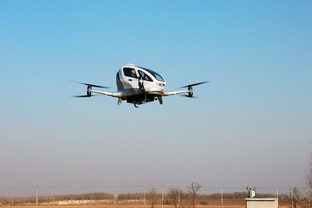 A passenger drone made by Chinese firm Ehang during a test flight.(Source: Ehang)