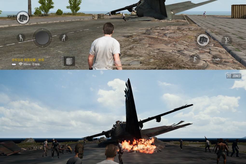 Tencent's PUBG for iPhone (above) compared to the Xbox One version (below)