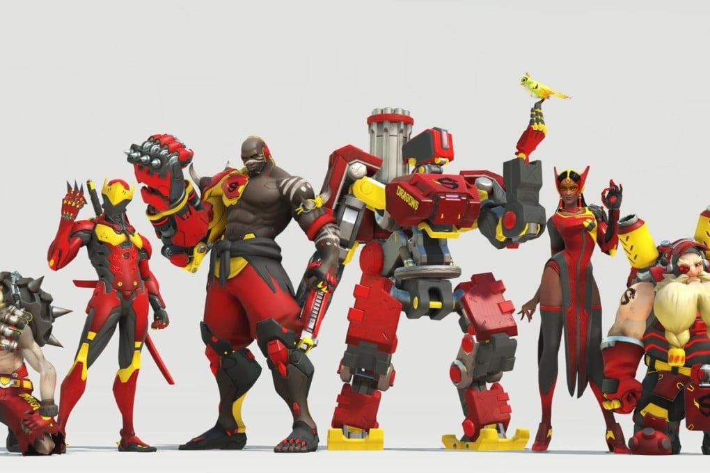 The Shanghai Dragons, owned by NetEase, play in red character uniforms. (Picture: OWL)