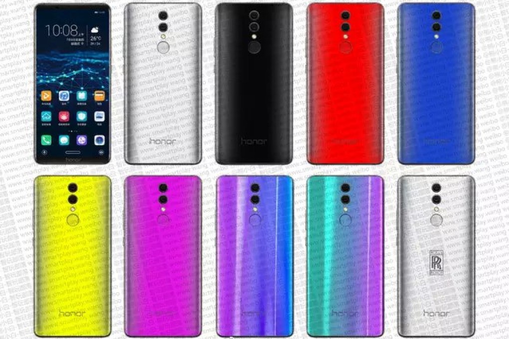 An image purporting to be of the upcoming Honor Note 10, with the Rolls-Royce Edition in the bottom right corner. (Picture: GizmoChina)