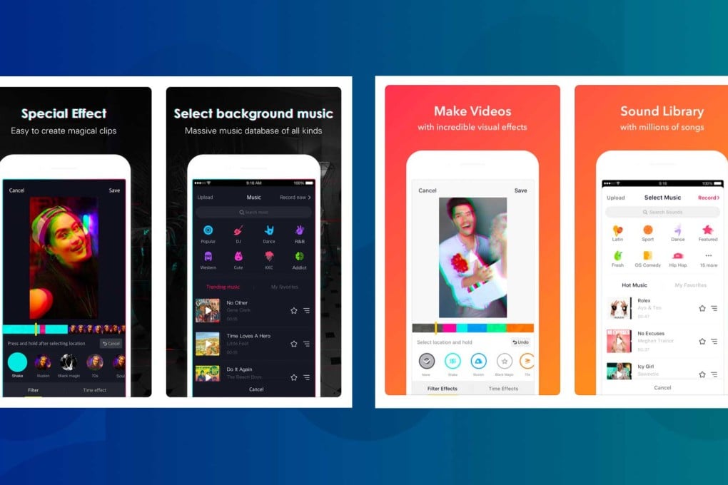 Tik Tok (left) and Musical.ly (right) offer similar tools for users to edit their video. (Picture: Tik Tok/Musical.ly)