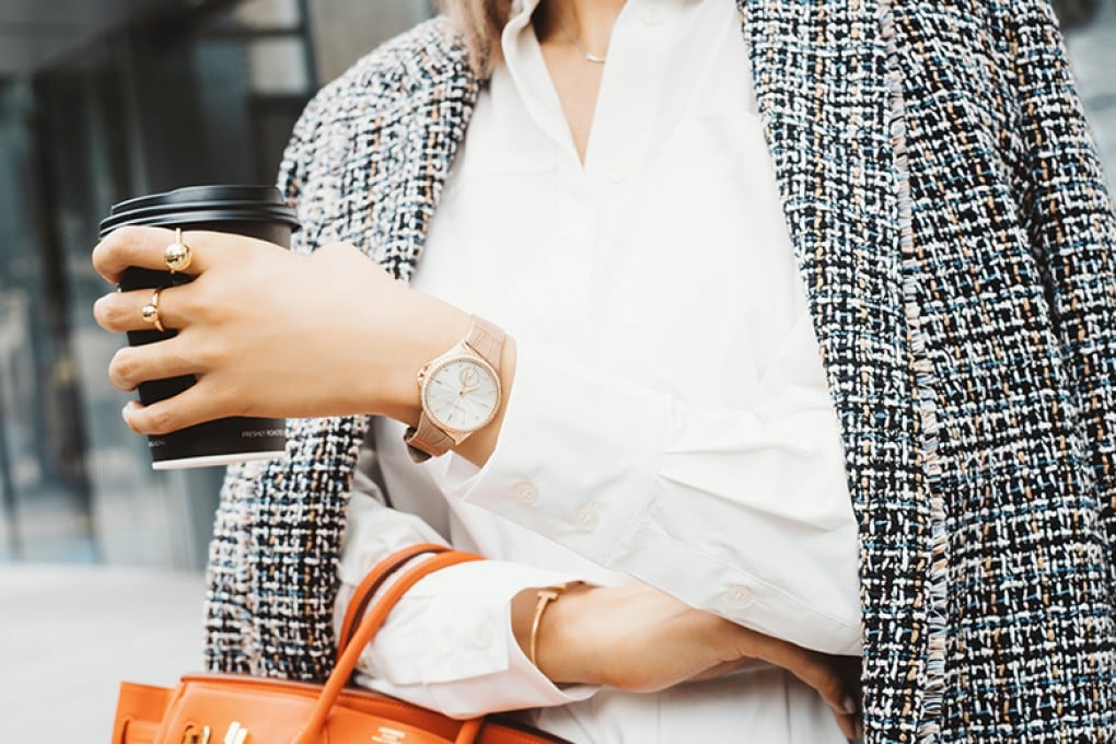 The elegant Tiffany Metro 3-Hand 34mm watch in 18K res gold with diamonds matches the sophisticated and smart look effortlessly.