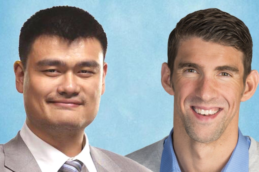 Yao Ming and Michael Phelps