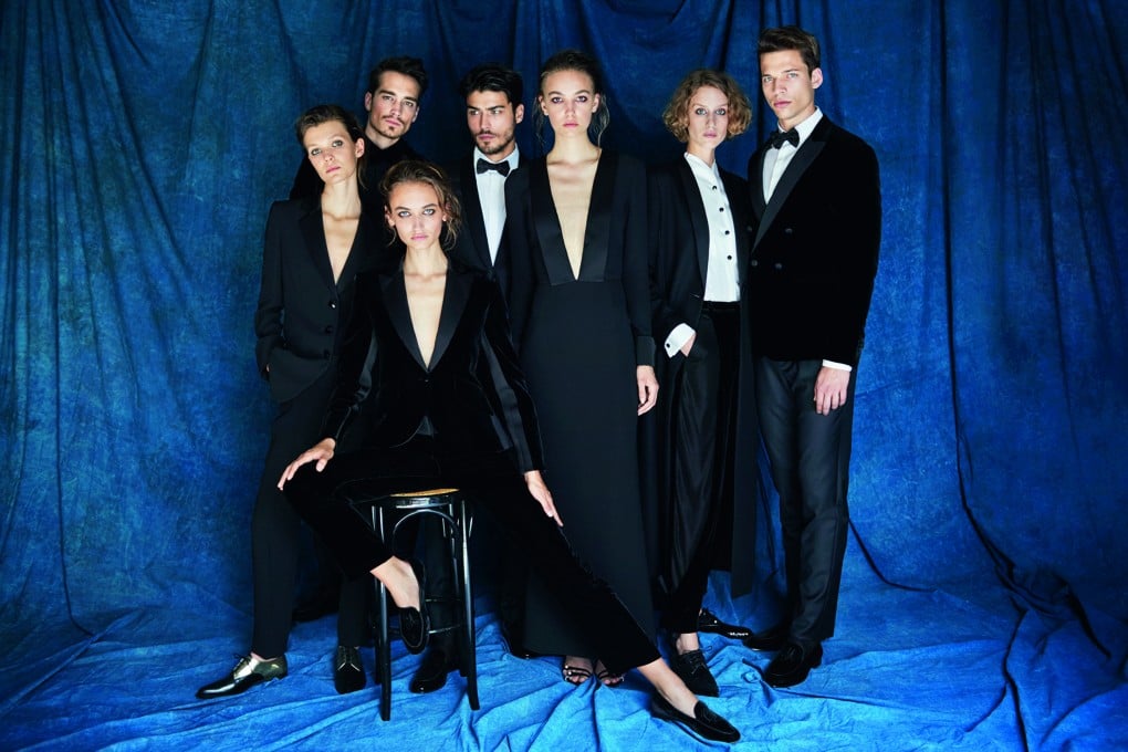 Giorgio’s super luxe tuxedo dressing for men and women.