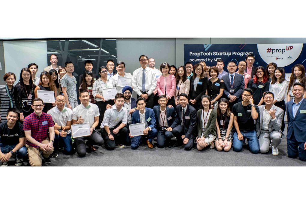 Winning teams of the first #propUP Programme are photographed here with representatives of the organisers, as well as members of various MTR supporting teams.