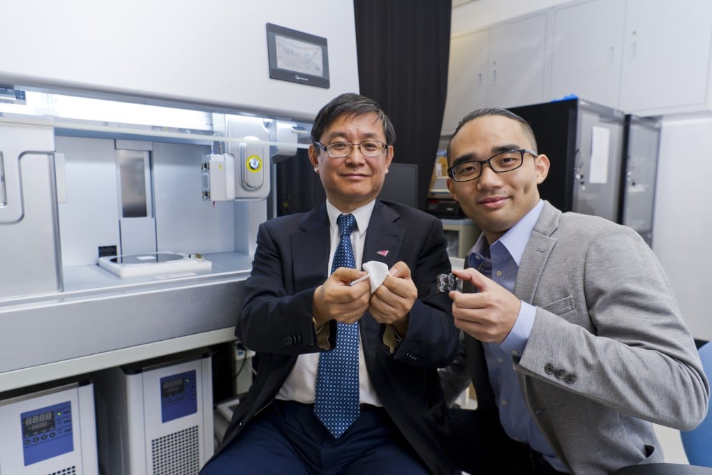 Professor Lu Jian (left), Dr Liu Guo and the research team at City University of Hong Kong have developed the world's first-ever 4D printing for ceramics.