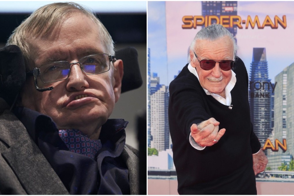 Stephen Hawking at an event in Cambridge, England in 2016 (left) and Stan Lee at the TCL Chinese Theater in Hollywood in 2017. (Pictures: AFP Photo/EPA-EFE)