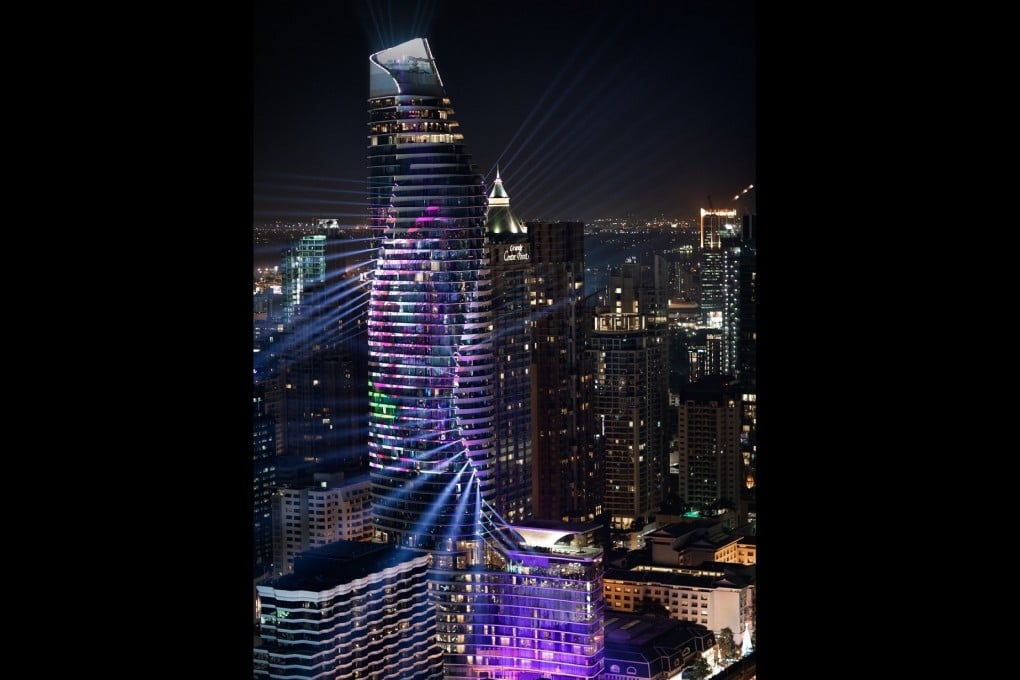 The iconic Magnolias Ratchadamri Boulevard in central Bangkok is illuminated with a spectacular year-end light show.