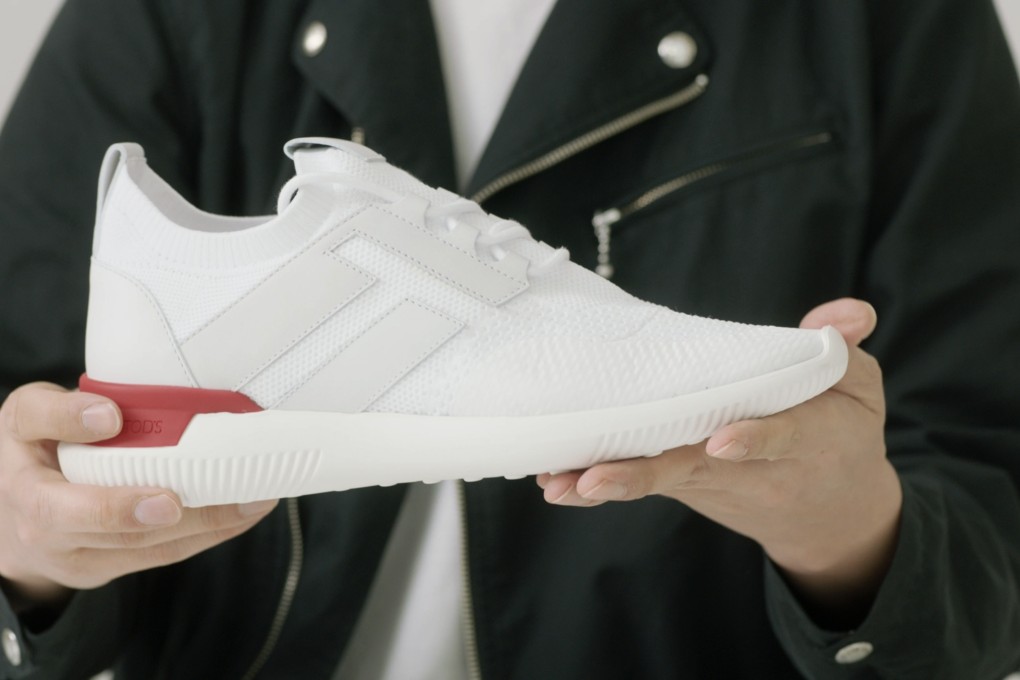 The ‘shoeker’ in white with a red heel counter.