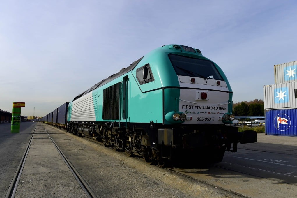 Chinese goods rolled into Madrid after travelling 13,000km from Zhejiang. Photo: AFP